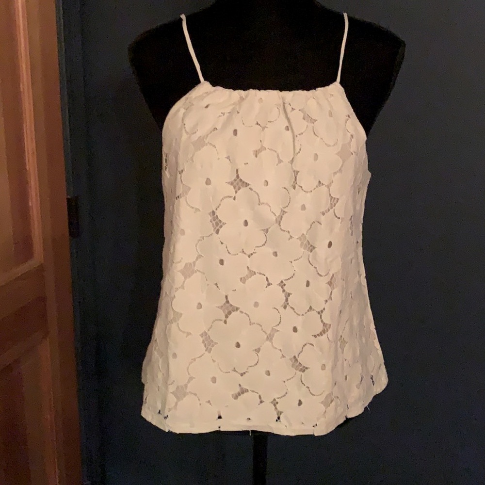 Liv Los Angeles white cotton flower top